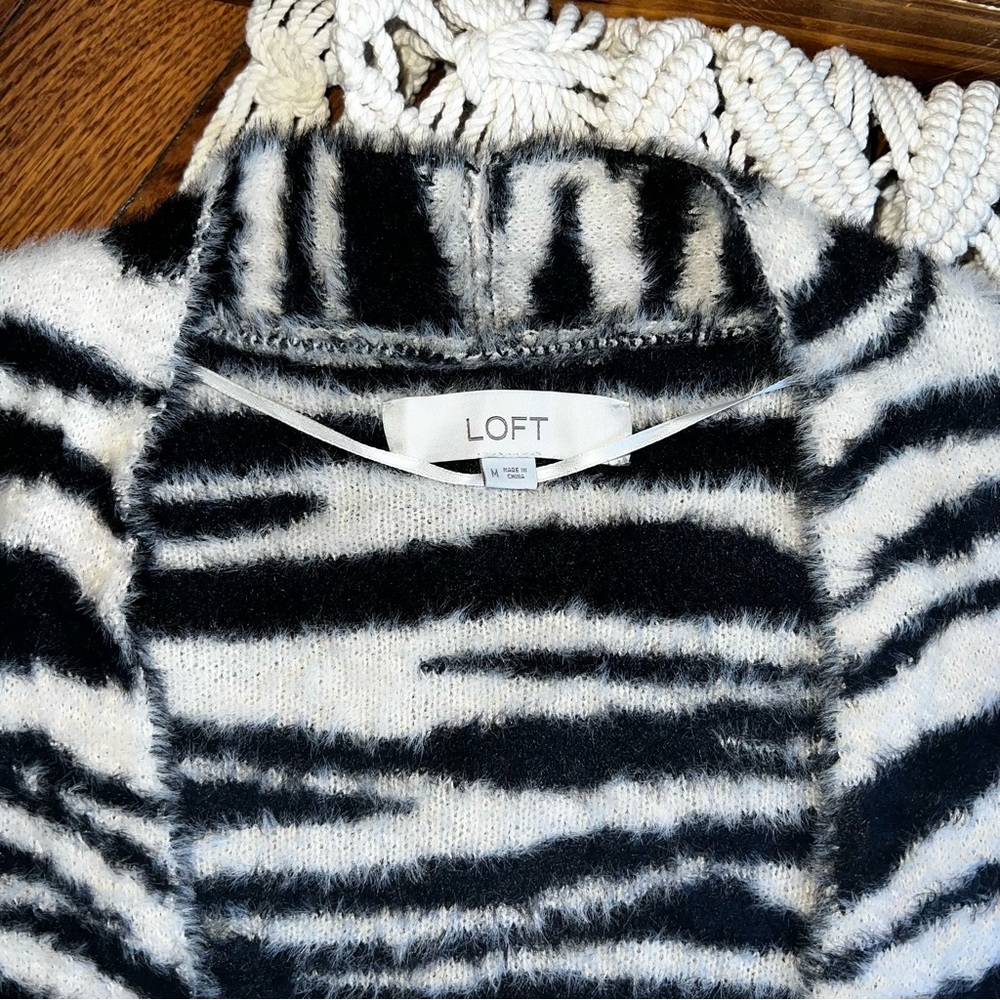 Loft | Fuzzy Zebra Print Open Cardigan - image 4